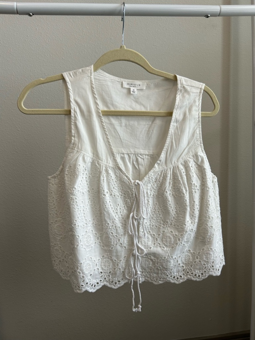 White Eyelet Tie-Front Camisole